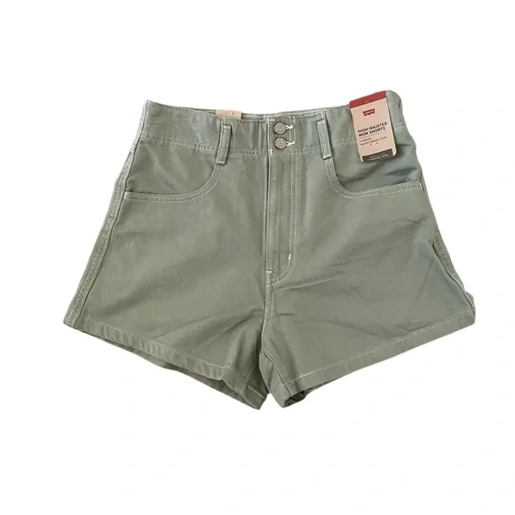 Levi’s HIGH-RISE MOM SHORTS Green Casual Shorts Size 30 - Picture 6 of 12